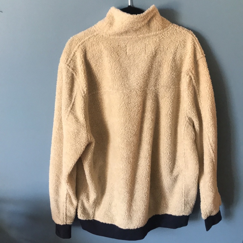 NWOT Vintage JACHS beige 1/4 button faux sherpa pull over mens sweatshirt size L - Picture 2 of 13